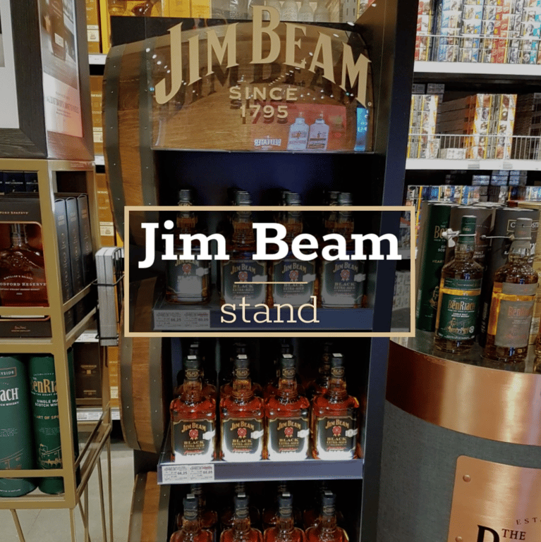POSM stand made from wooden barrels